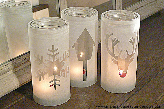 Reciclaje: portavelas navideños / Recycled Christmas candle holder