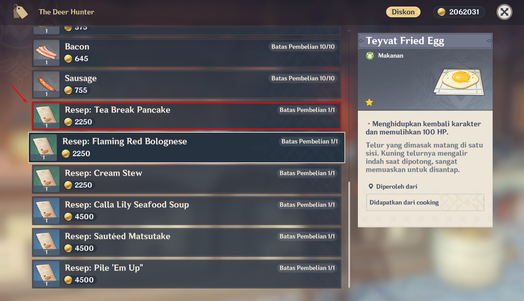 Cara Mendapatkan Resep Tea Break Pancake Genshin Impact RETUWIT