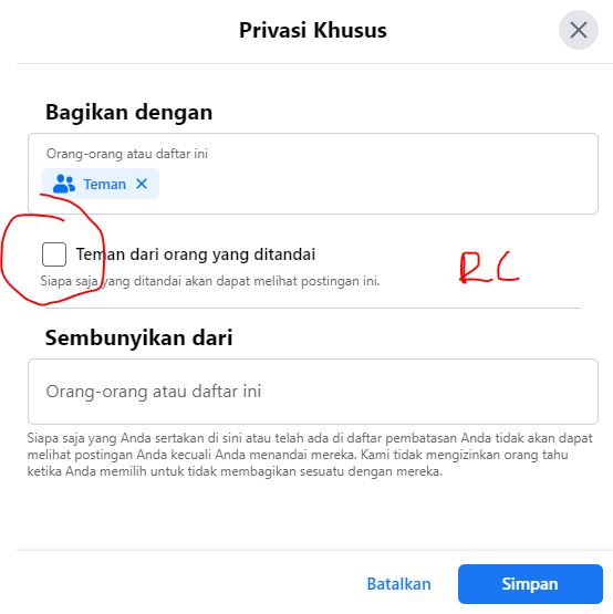 privacy khusus fb