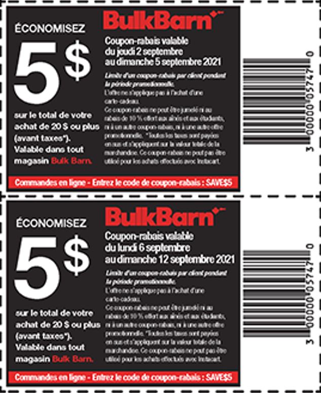 Coupon Bulk Barn au Québec [7 de rabais en septembre 2021] Coupons