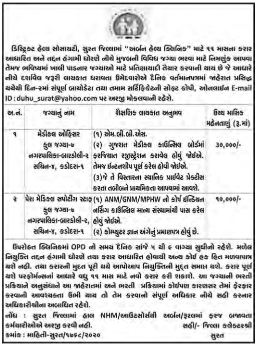 District Health Society Surat Recruitment 2020