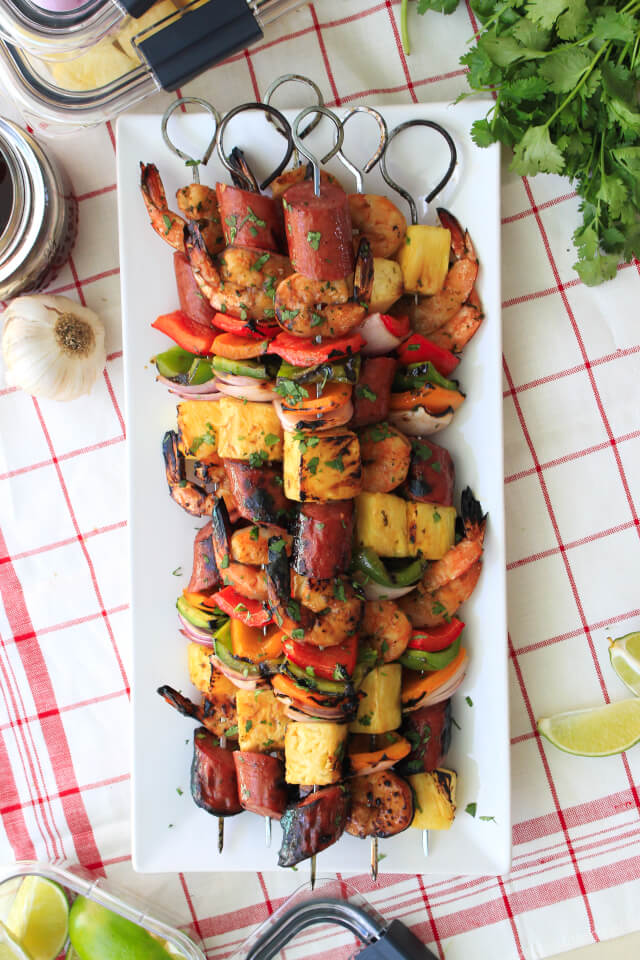 Pineapple Shrimp and Kielbasa Kabobs The Two Bite Club