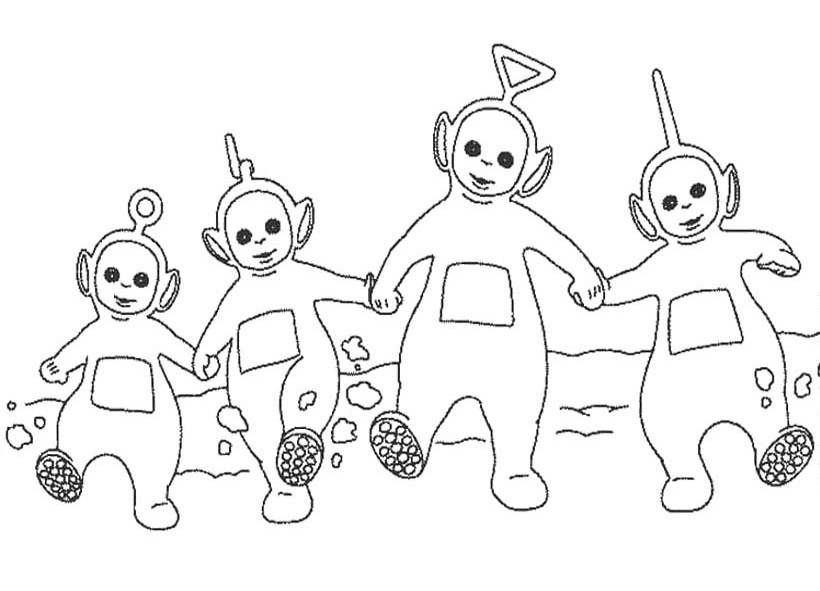 Sketsa gambar teletubbies untuk belajar mewarnai anak