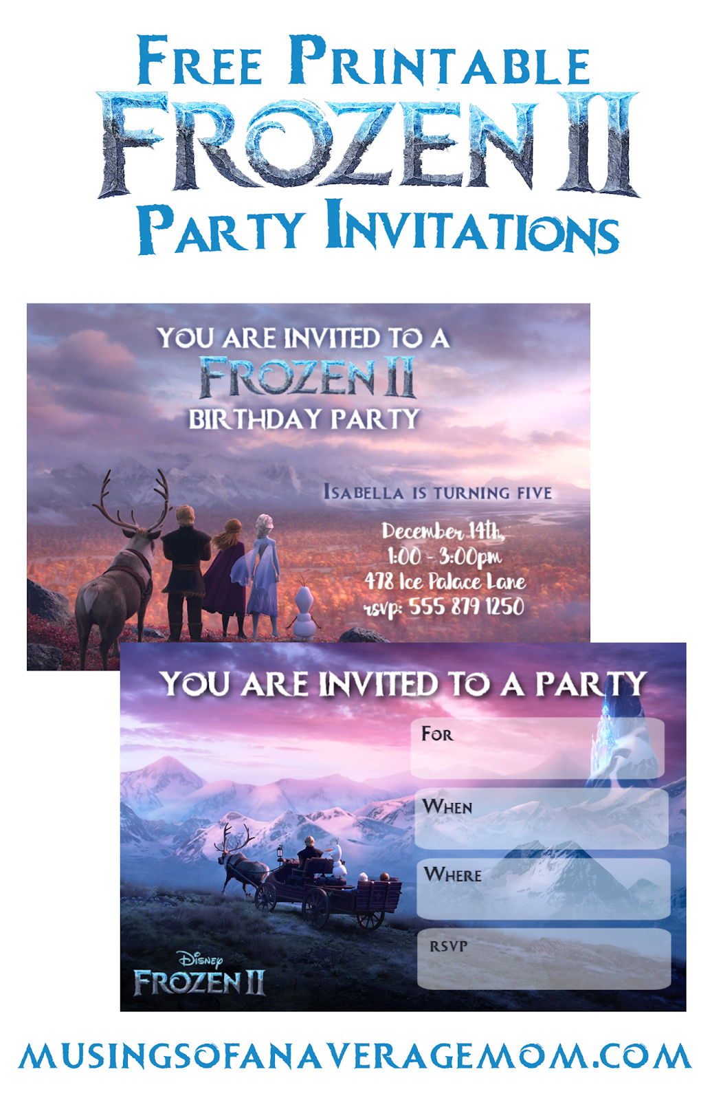 Free Frozen 2 Party Printables