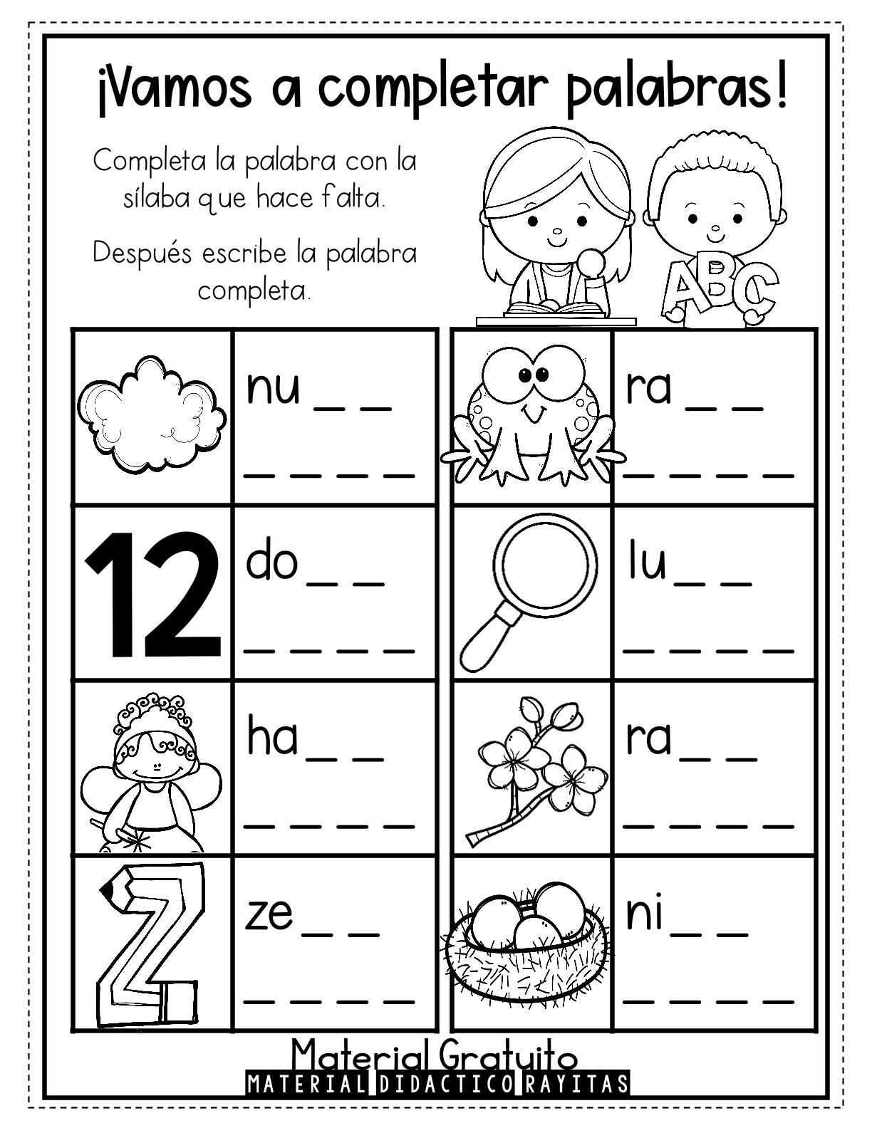 Lectoescritura Para Completar Palabras Materiales Educativos Para