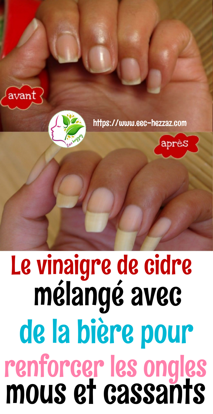 Le vinaigre de cidre mélangé avec de la bière pour renforcer les ongles mous et cassants