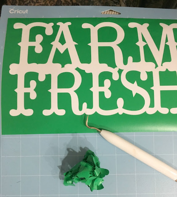 Farmhouse style signs are very popular right now and I am going to show you how you can make one using your Cricut and vinyl as a stencil.