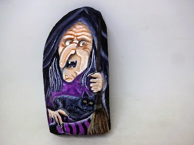 COMO PINTAR PIEDRAS CON BRUJA DE HALLOWEEN PASO A PASO