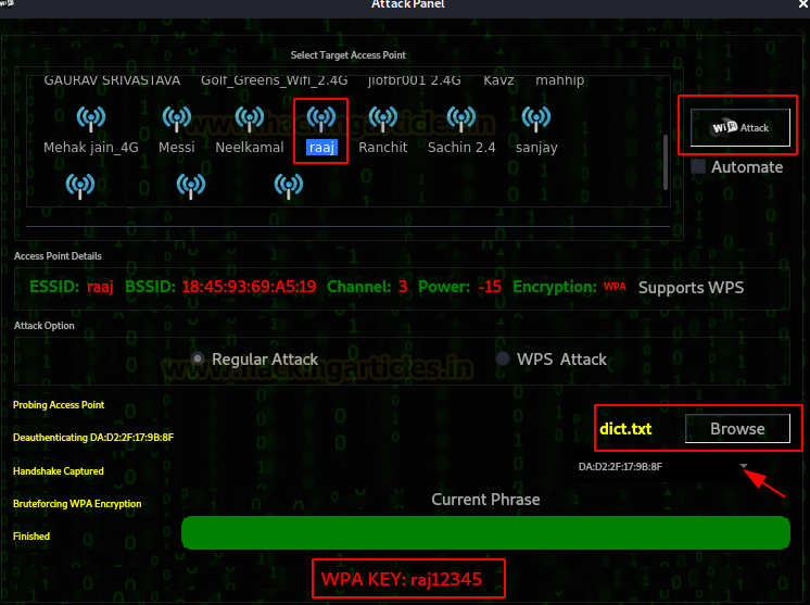Wireless Penetration Testing using Fern