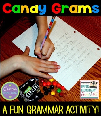 Candy Grams to review the 4 types of sentences! Check out this grammar activity plus four more engaging grammar games for upper elementary students! This blog post contains FREEBIES, too!