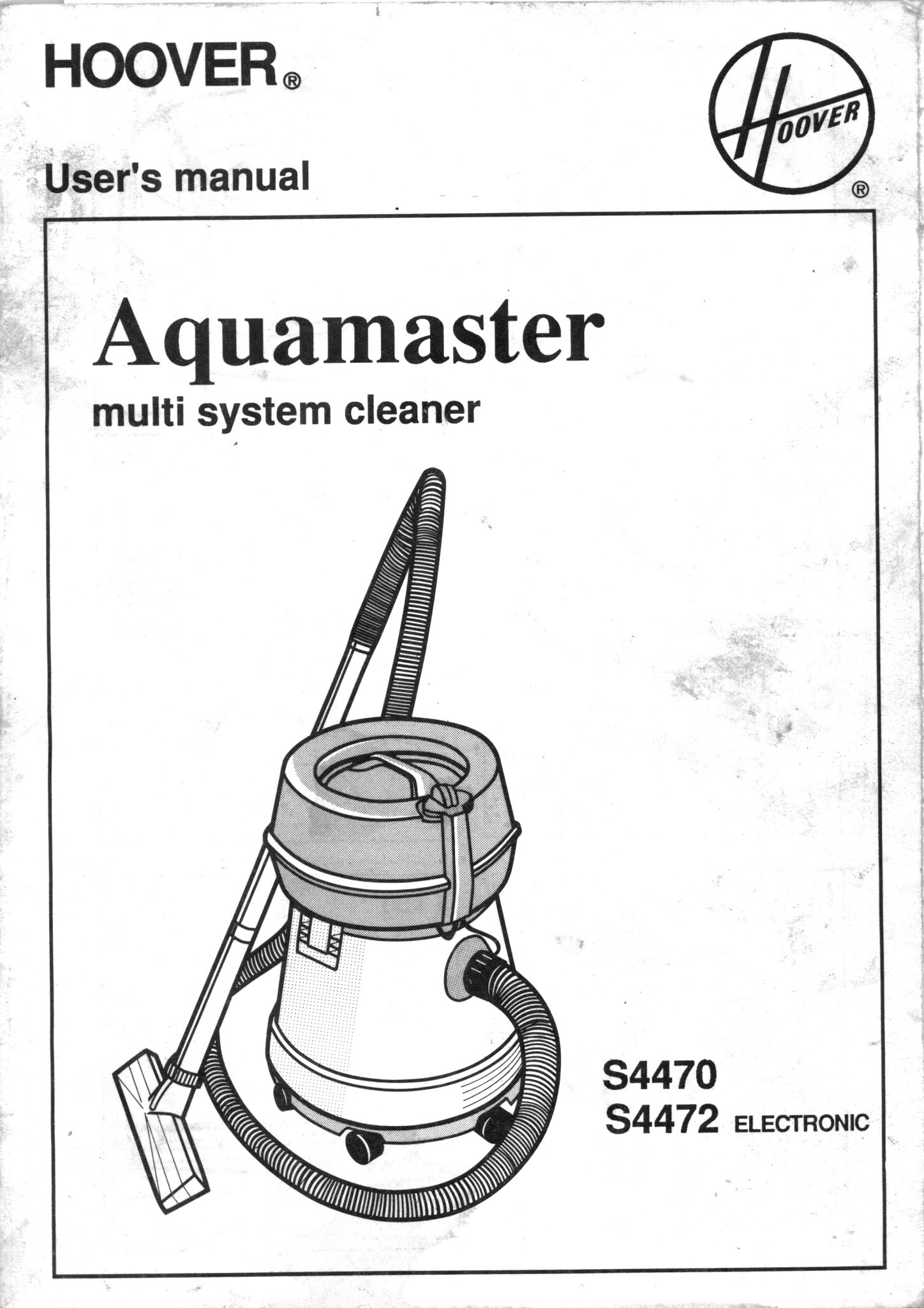 Hoover Aquamaster S4470 & S4480 Manual Pack