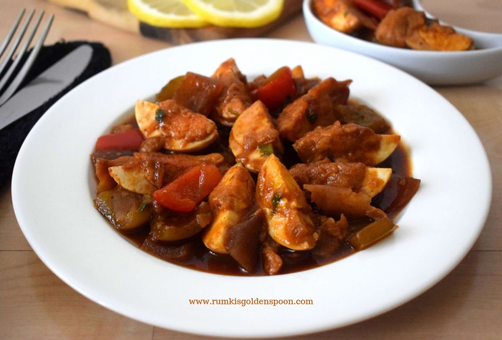 Indian Recipe, Indo-Chinese, Non- Vegetarian, Chilli Egg with Gravy, Dim, Food Blog, Rumki's Golden Spoon