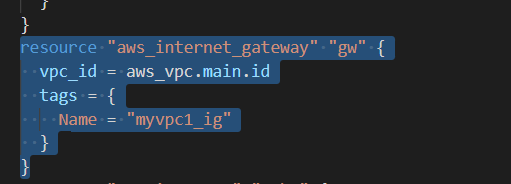 creating internet gateway and attach with pre-created vpc