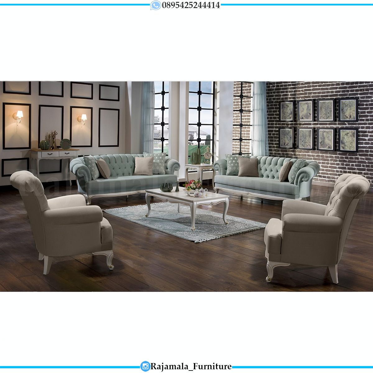 Sofa Tamu Shabby Chic Minimalis Design Putih Duco Luxury RM-0625