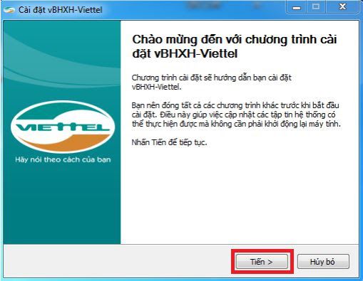 Hình 2 - Chọn thư mục để cài đặt phần mềm vBHXH của Viettel