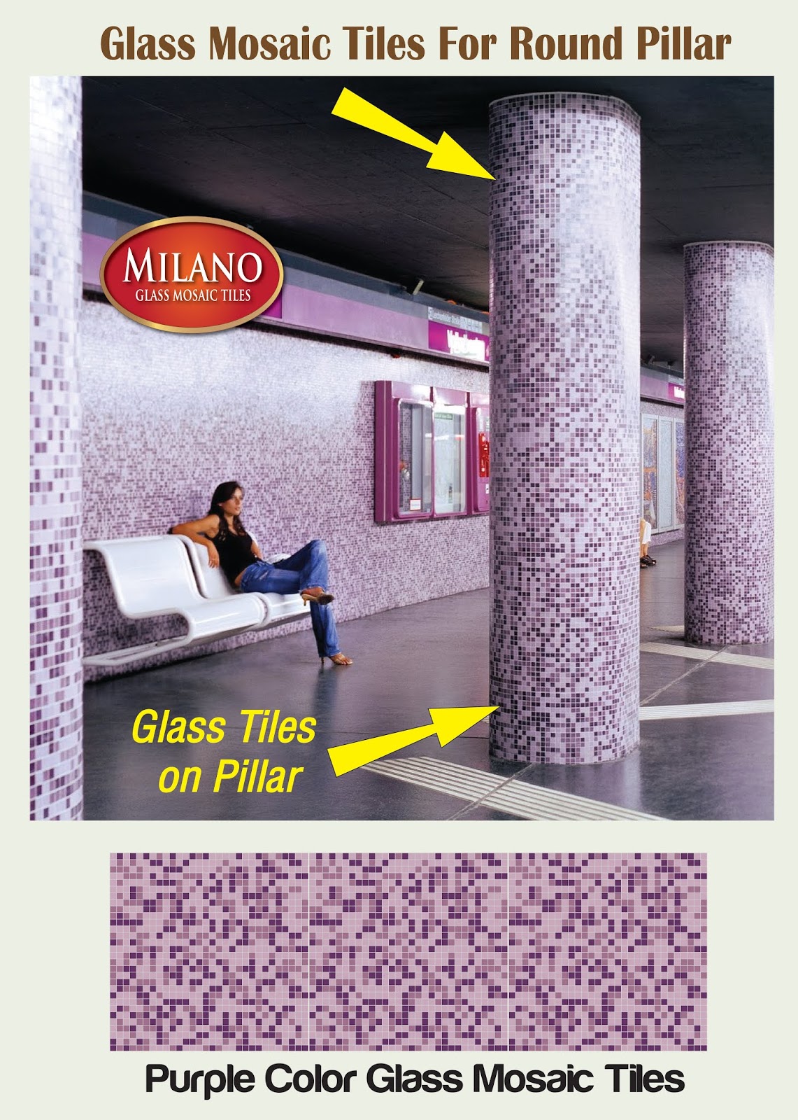 Glass Mosaic and Mosaic Tiles for Round Pillar