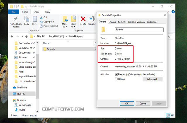ماهو مجلد $WinREAgent بنظام ويندوز؟ وهل يُمكن حذفه؟ computer-wd عالم الكمبيوتر Size on disk