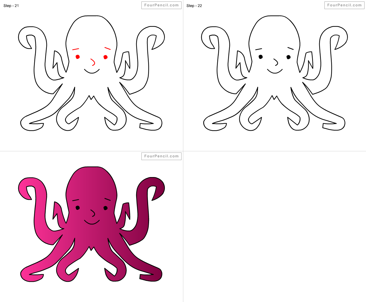 Fpencil: How to draw Octopus for kids step by step