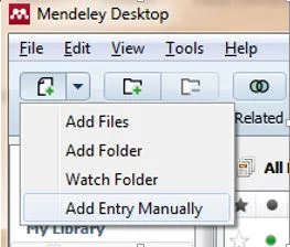 Menambahkan Entri manual di Mendeley