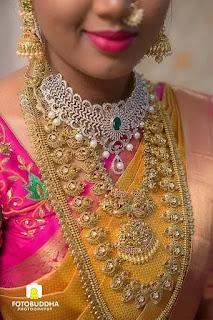 Indian Diamond Wedding Jewellery Necklace And Nath.