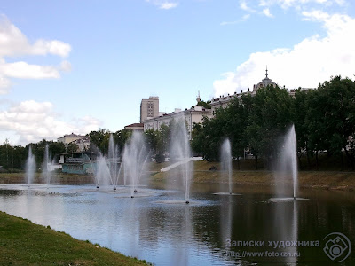 Казанский парк Черное озеро, фонтаны