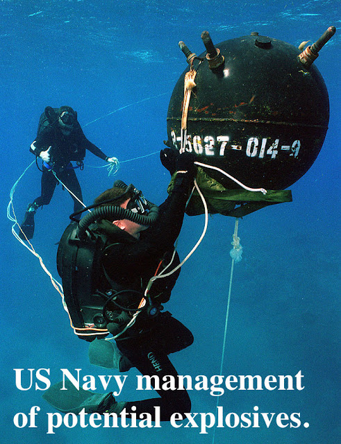 US Navy explosive ordnance disposal (EOD) divers