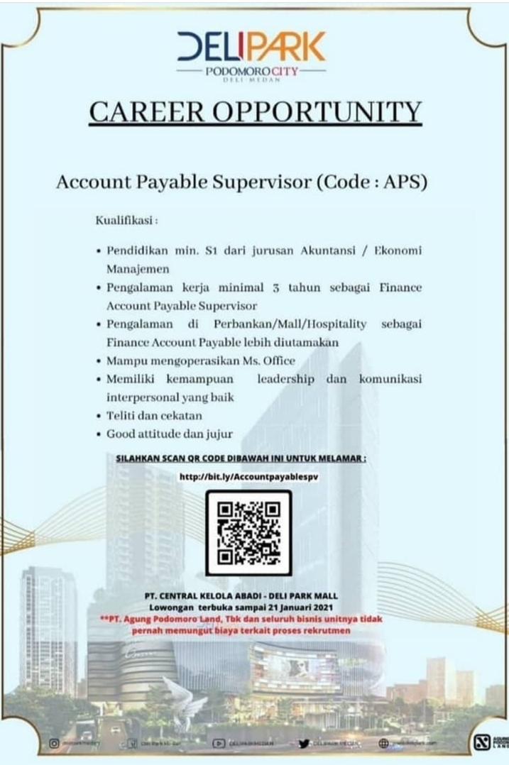 Lowongan Kerja Medan Januari 2021 Lulusan D3 S1 Di Delipark Podomoro City Medan