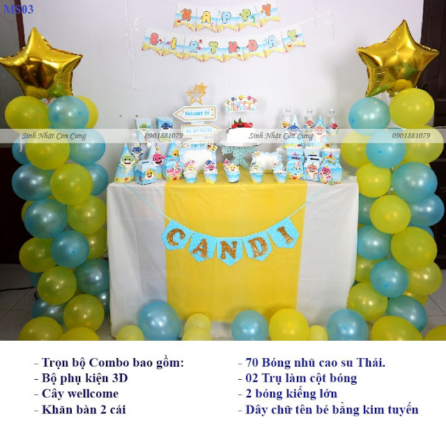 Bộ phụ kiện trang trí sinh nhật trọn gói