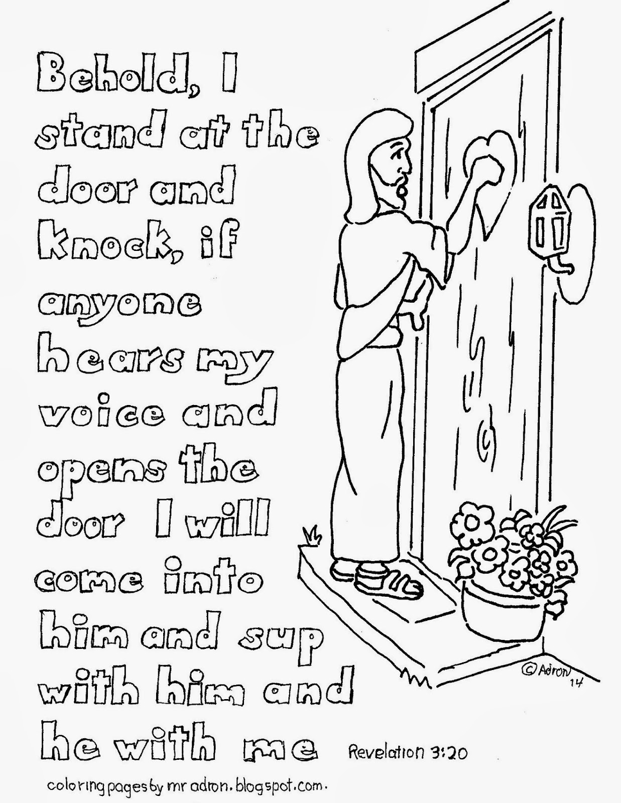 Coloring Pages for Kids by Mr. Adron: I Stand At The Door And Knock
