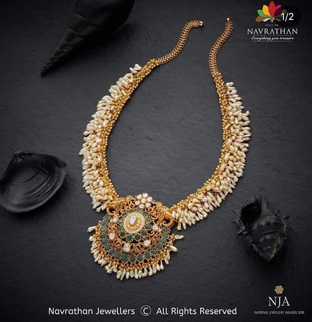 Rice Pearl Necklace by Navarathan Jewellery Designs