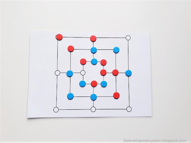 Nine men morris strategic board game