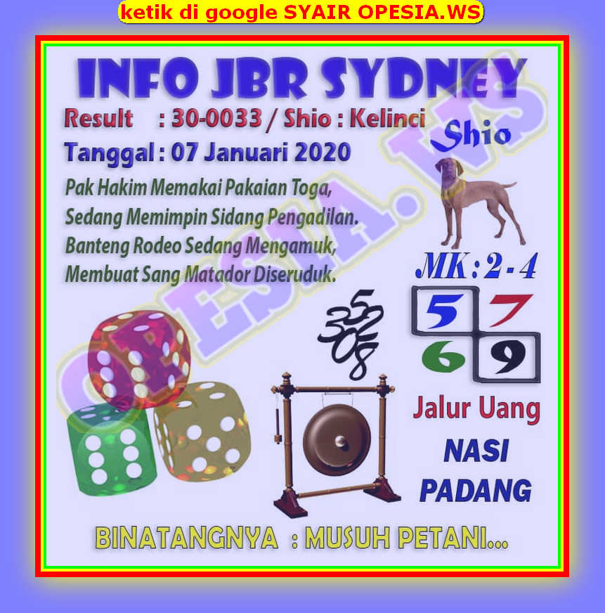 1 New Message Kode Syair Sydney 7 Januari 2020 Forum Syair Togel Hongkong Singapura Sydney