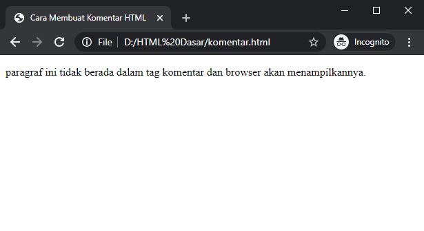 cara membuat baris komentar html