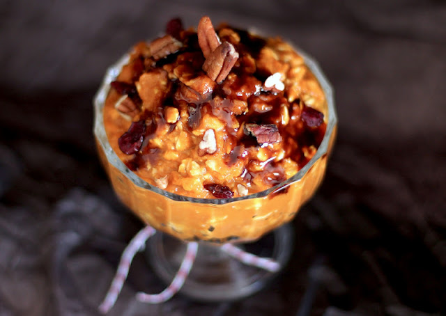 Healthy Butterscotch Pumpkin Overnight Dessert Oats - Desserts with Benefits