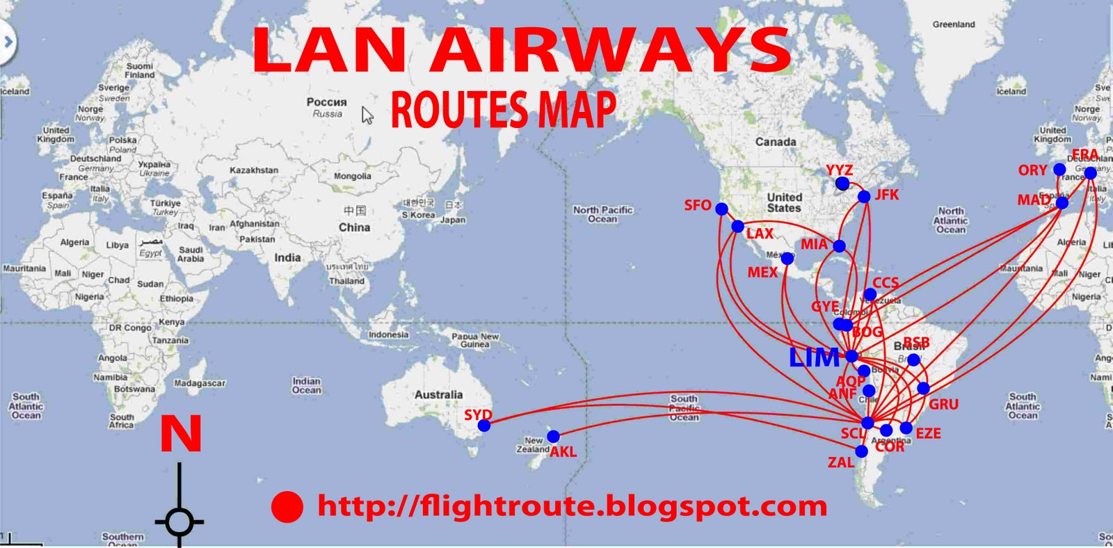 Lan Airlines Route Map Flight School In Canada: Lan Flight Map