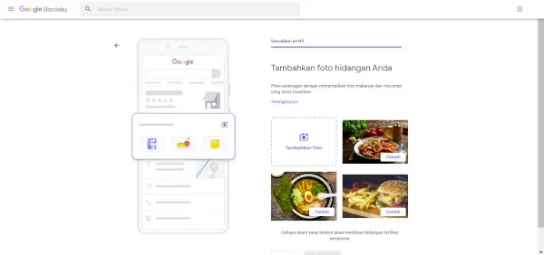 DigiSinc.ID - Mendaftar Google Bisnisku - Menambahkan Foto Hidangan