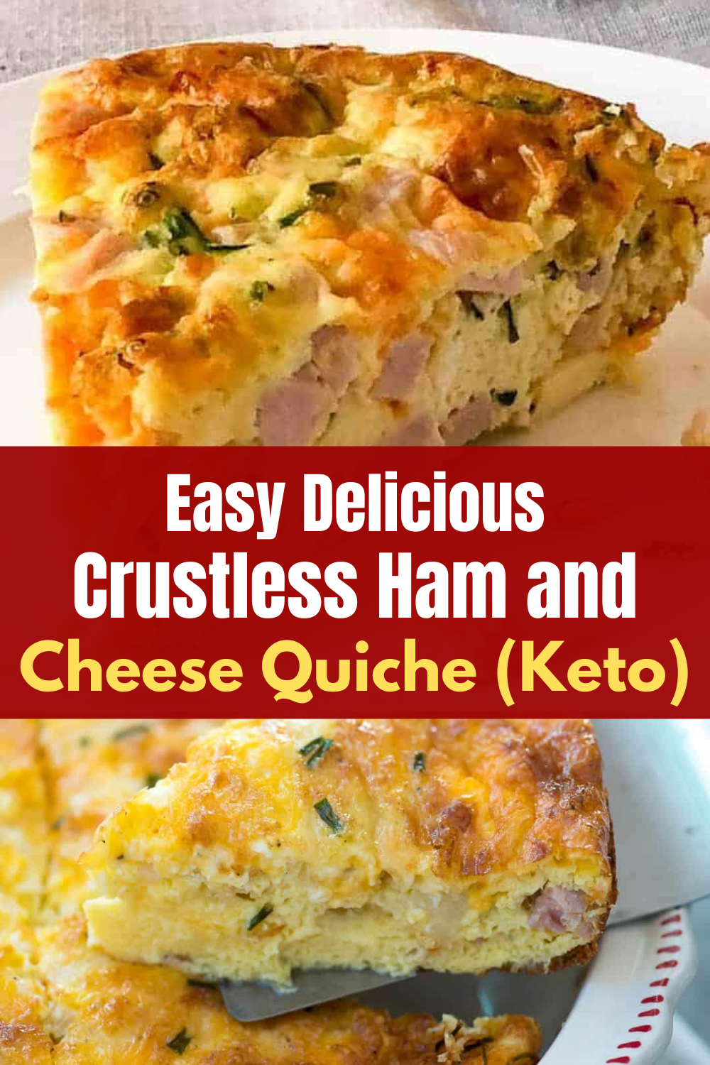 Easy Delicious Crustless Ham and Cheese Quiche (Keto) Dinner Recipesz