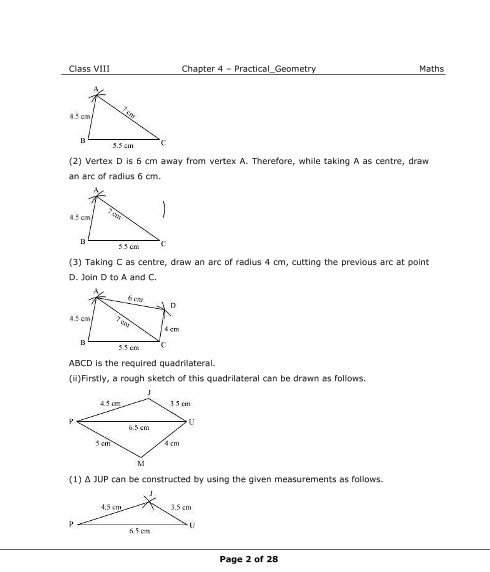 NCERT Solutions For Class 8 Maths Chapter 4 Practical Geometry