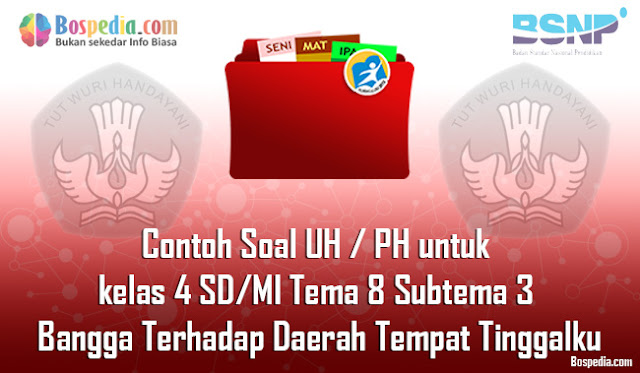 Contoh Soal UH / PH untuk kelas 4 SD/MI Tema 8 Subtema 3 Bangga Terhadap Daerah Tempat Tinggalku