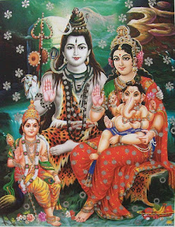 Shiva and Parvati with son Kartikeya and Ganesha image