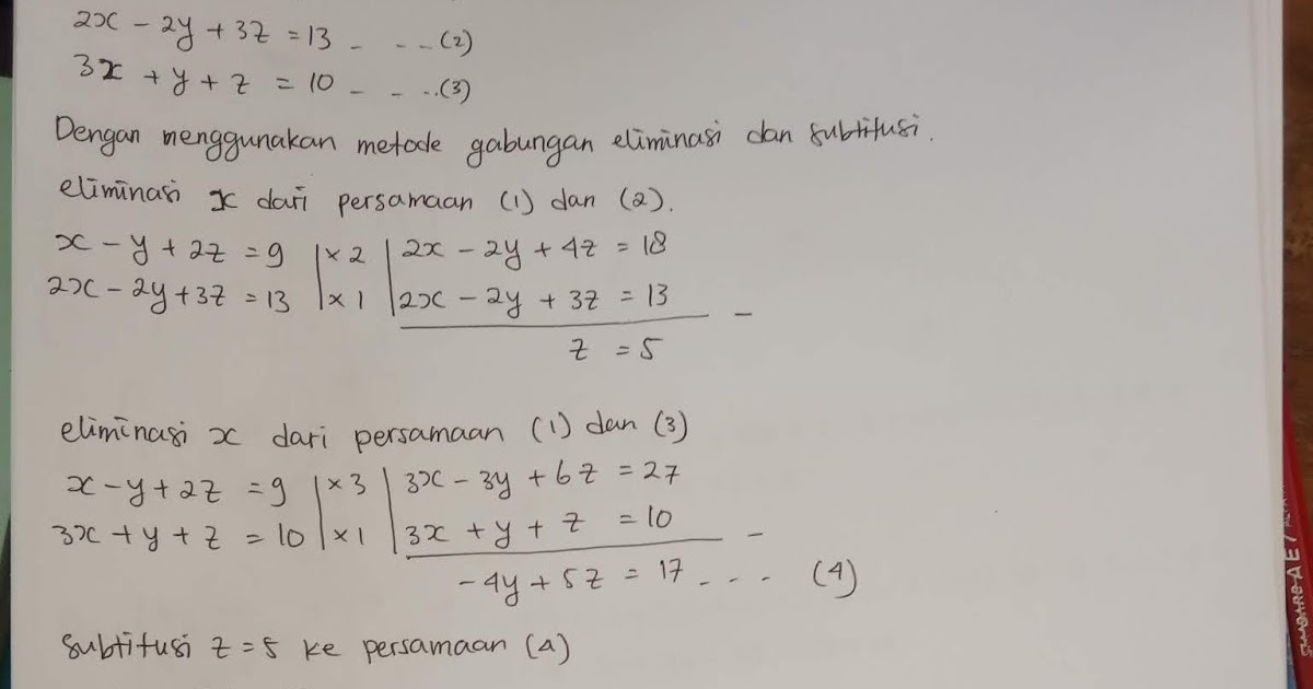 Sistem persamaan linear tiga variabel (SPL TV)
