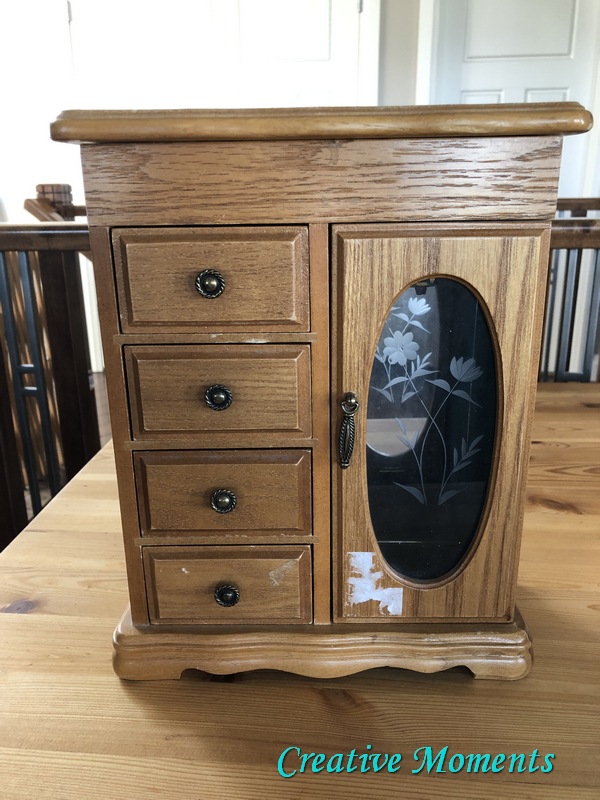 Grey & Faux Mercury Glass Jewelry Box