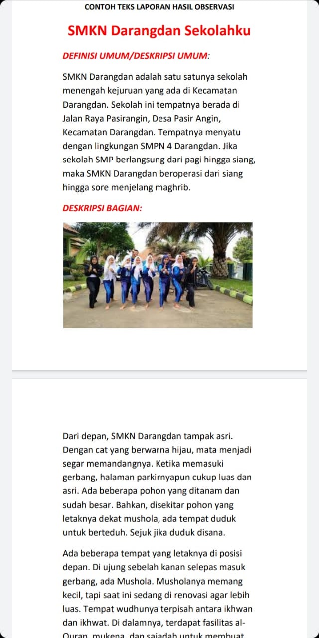 Contoh Teks Laporan Hasil Observasi Tentang Lingkungan