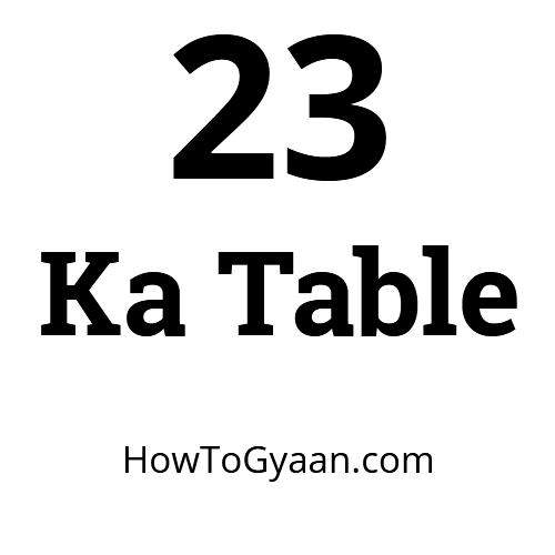 23 ka Table - तेईस का पहाड़ा हिन्दी और इंग्लिश में