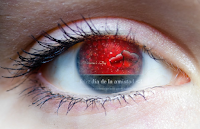 Una foto modificada de un ojo con unos globos en la pupila