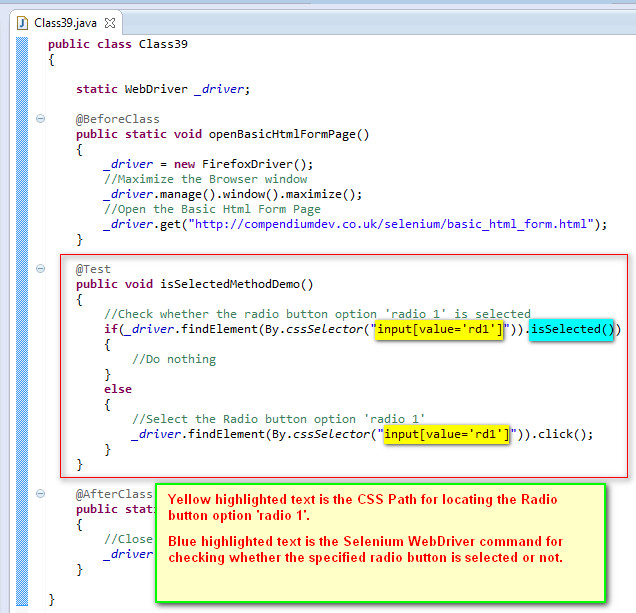 Selenium-By-Arun: 395. Using isSelected( ) method to get the status of ...