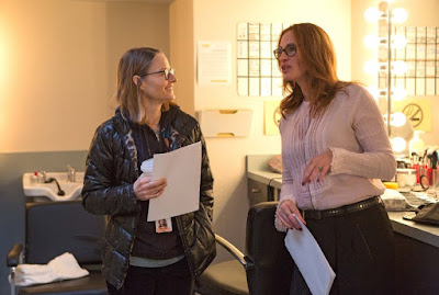 Jodie Foster and Julia Roberts on the set of Money Monster