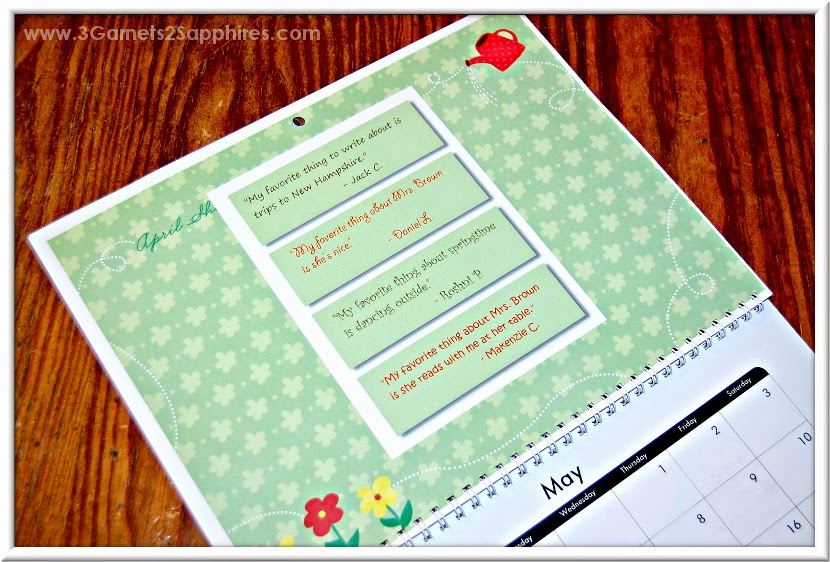 Teacher's Gift Idea - A wall calendar filled with quotes from the students about their favorite things!