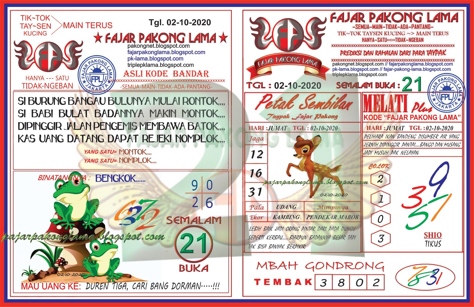 Syair Fajar Pakong Lama 3 Desember 2020 | Nomer Togel Harian