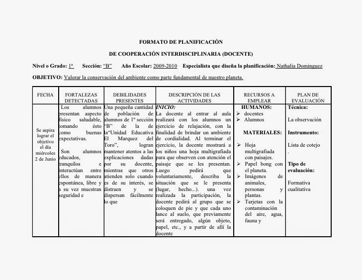 Formatos de planificación educativa. - SOY DOCENTE MAESTRO Y PROFESOR.